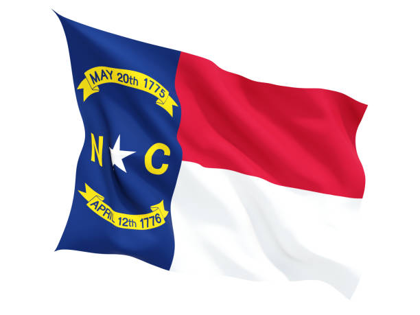 Flag of north carolina, US state fluttering flag stock photo
