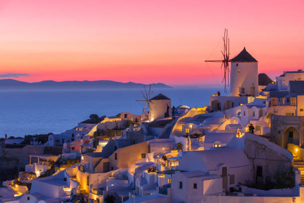 istock Beautiful sunset in Santorini, Greece 691738366