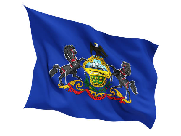 istock Flag of pennsylvania, US state fluttering flag 691740462