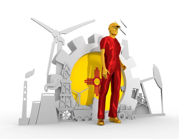 istock Young man and industrial isometric icons set 691748346