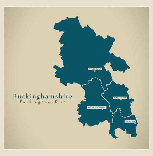 현대 지도-와 지구 영국 버킹엄 셔 - buckinghamshire stock illustrations