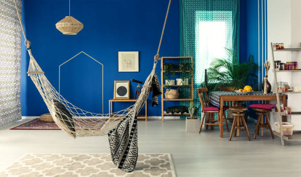 istock Bohemian apartment with hammock 691758262