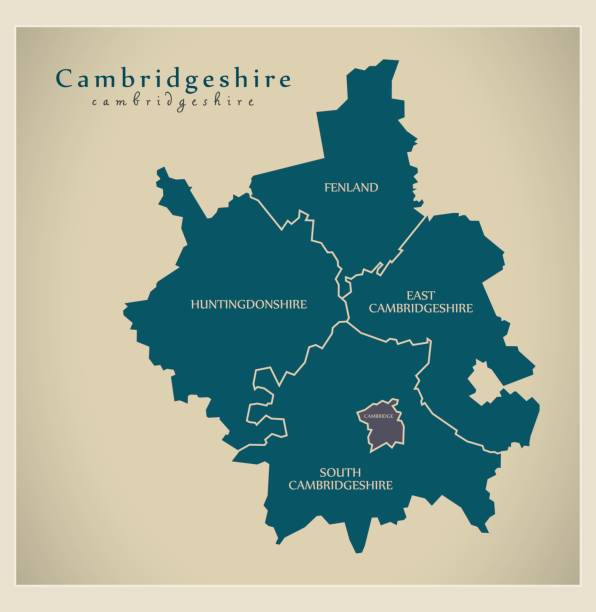 Modern Map - Cambridgeshire county detailed UK Modern Map - Cambridgeshire county detailed UK cambridgeshire stock illustrations