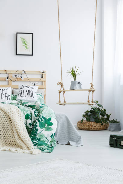 istock Bedroom with DIY swing shelf 691782150