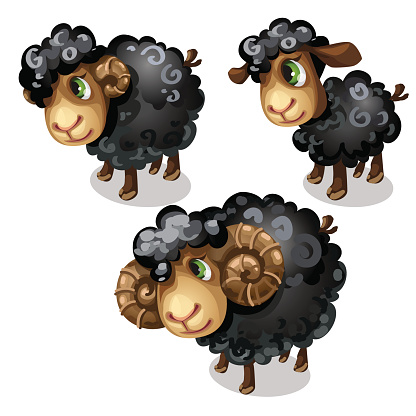 Ovejas Negras DE Dibujos Animados Retro Vector Ovejas Negras DE Dibujos Animados Retro Vector