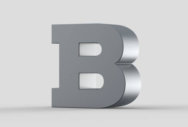 3D extruded uppercase letter B isolated on soft gray background. 3D illustrating