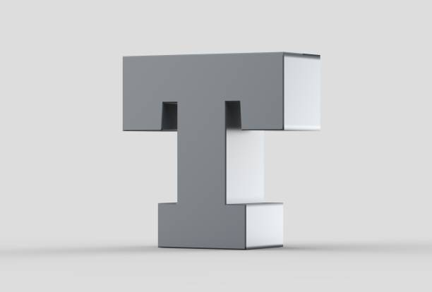 istock 3D extruded uppercase letter T isolated on soft gray background. 3D illustrating 691786504