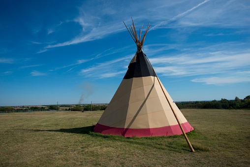 Indian Teepee in a field in Oklahoma