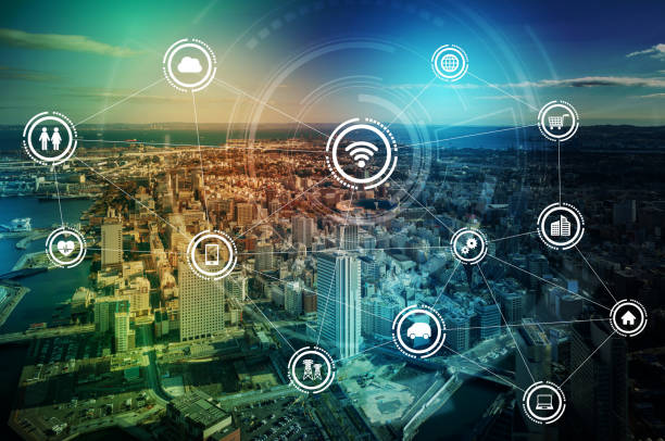 istock smart city and wireless communication network, IoT(Internet of Things), ICT(Information Communication Technology), digital transformation, abstract image visual 691790436