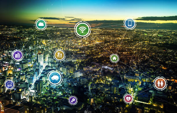 istock smart city and wireless communication network, IoT(Internet of Things), ICT(Information Communication Technology), digital transformation, abstract image visual 691792694