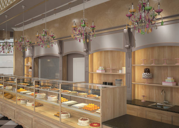 istock 3d rendering of a bakery shop interior design 691796192