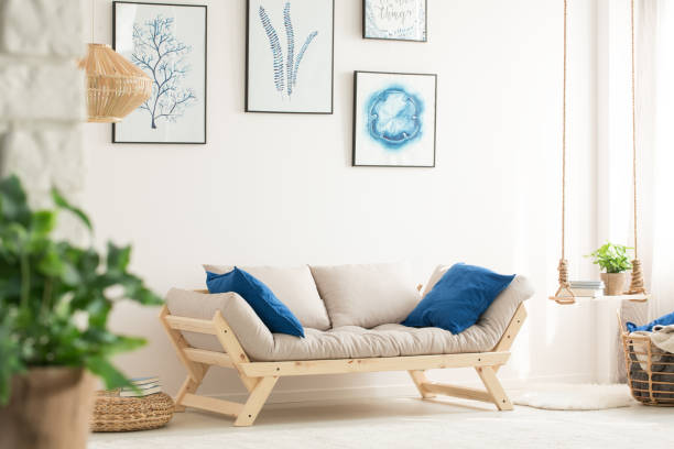 istock Living room with swing shelf 691796944