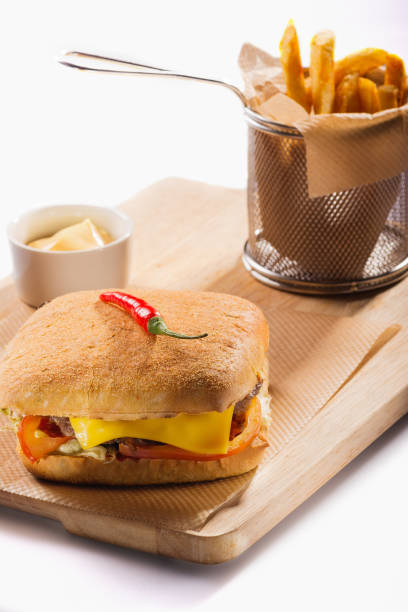 istock Cheeseburger and french fries 691801040