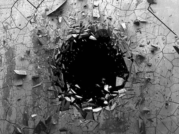 istock Dark cracked broken wall in concrete wall. Grunge background 691801266