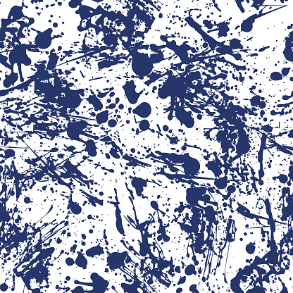 Abstract Background in Grunge Style. Ink Splashes Seamless Pattern. Hand Drawn Spray Texture. Blue illustration.