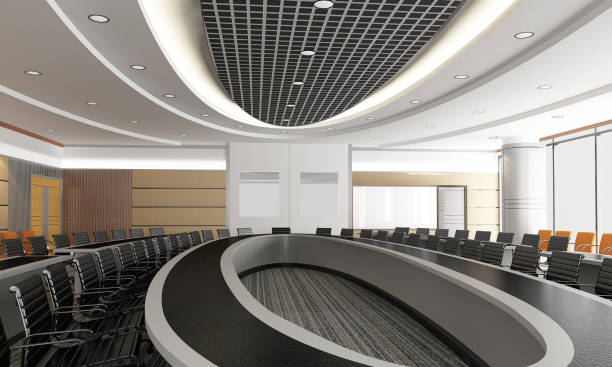istock sketch design of interior conference room, 3d rendering wire frame 691807194