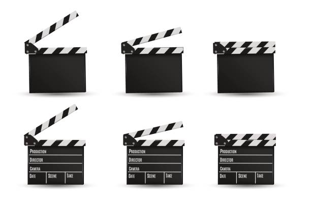 Realistic clapper.cinema.Board on a white background.film.time Realistic clapper.Board on a white background.film.time.vector illustration clapper bridge stock illustrations