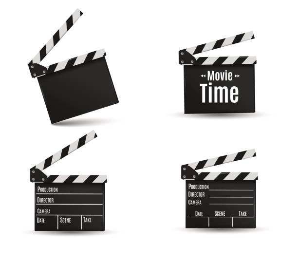 istock Realistic clapper.cinema.Board on a white background.film.time 691807838