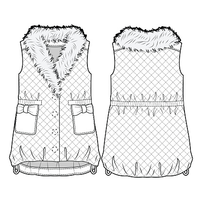 Quilted vest with fur collar