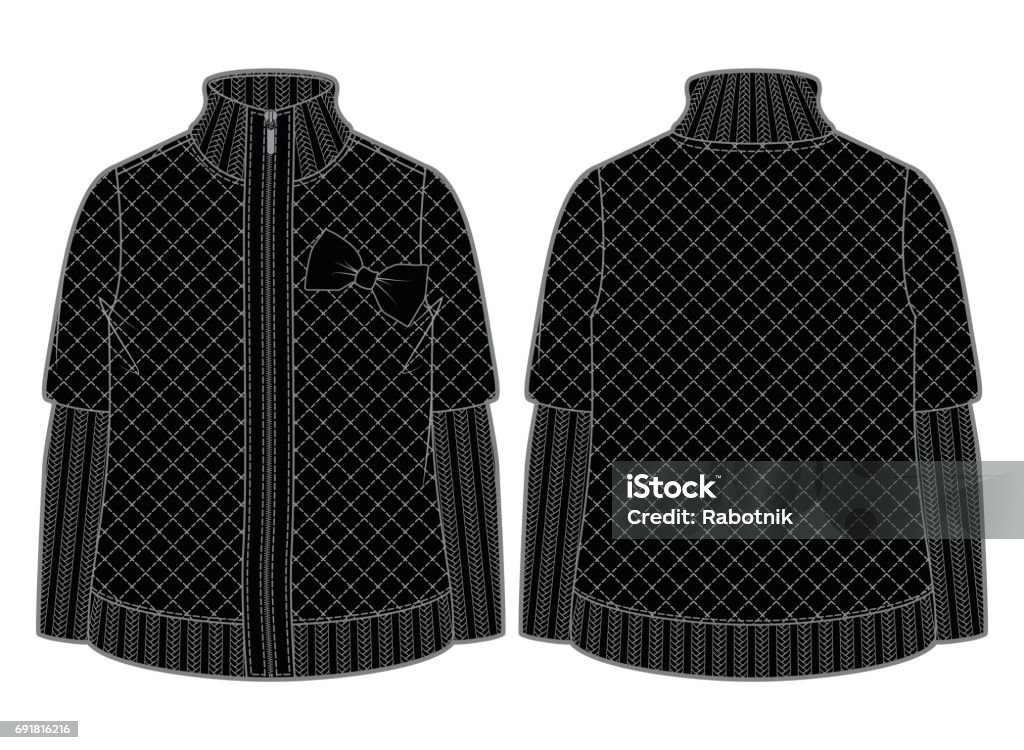 Black quilted jacket with zipper closure Quilted jacket with zipper closure Quilted stock vector