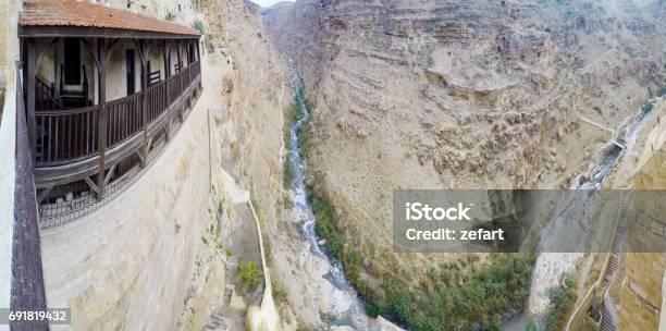 View To Canyon From Greek Orthodox Monastery Great Lavra In Judean Desert Palestine Cca 2015 Stock Photo - Download Image Now