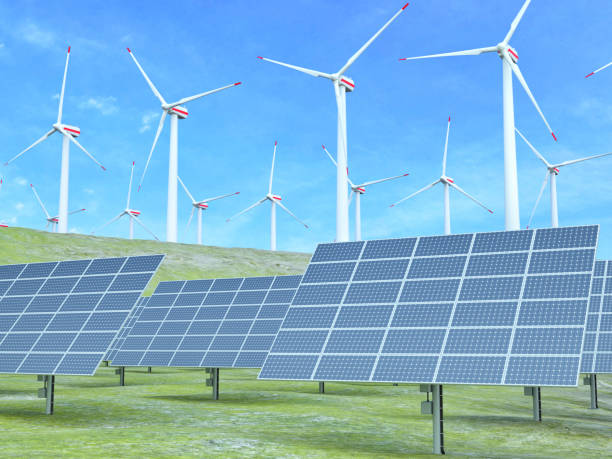istock Wind turbines and solar plates 691822952