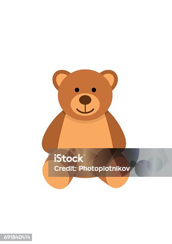 istock Teddy bear character isolated on white background. Soft toy in flat style 691840414