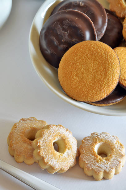 istock Breakfast with cookies, milk and coffee 691843190