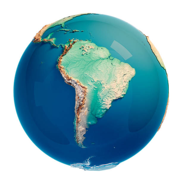 Brazil in close up on the map. Focus on the name of country. Vignetting effect.