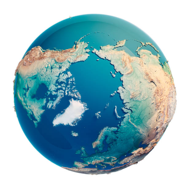 North Pole 3D Render Planet Earth North Pole 3D Render of the Planet Earth. north pole map stock pictures, royalty-free photos & images