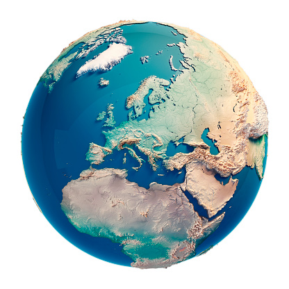 Europe 3D Render of the Planet Earth.\nMade with Natural Earth. URL of source data: http://www.naturalearthdata.com