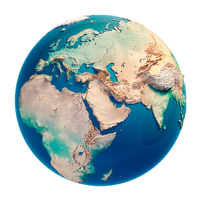 Middle East 3D Render of the Planet Earth.\nMade with Natural Earth. URL of source data: http://www.naturalearthdata.com