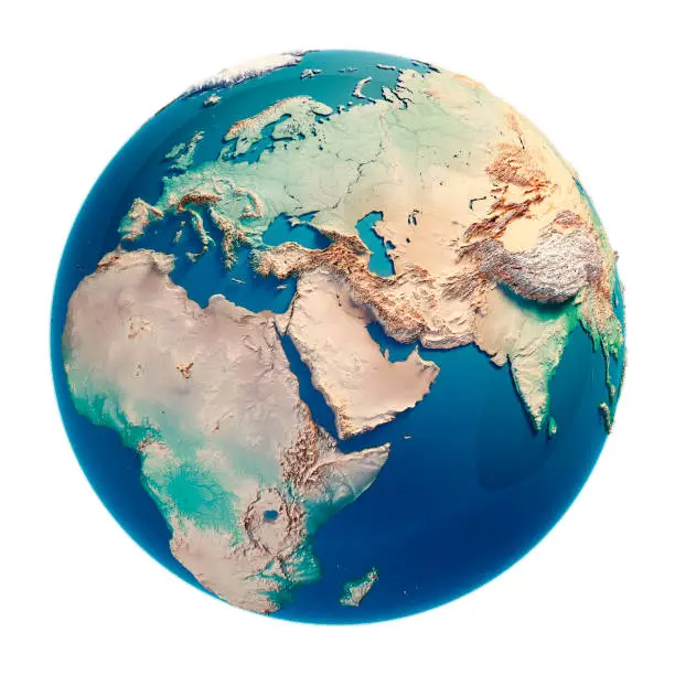 Middle East 3D Render of the Planet Earth.
Made with Natural Earth. URL of source data: http://www.naturalearthdata.com