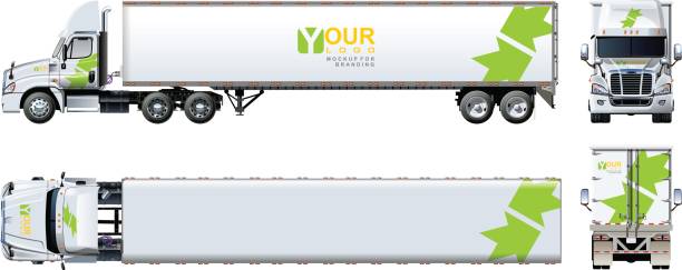 ilustrações de stock, clip art, desenhos animados e ícones de vector truck template isolated on white - truck trucking business wheel