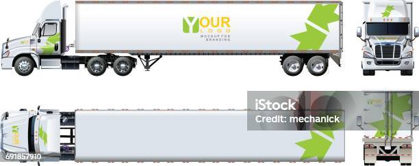 Vector Truck Template Isolated On White Stock Illustration - Download Image Now - Semi-Truck, Truck, Cut Out