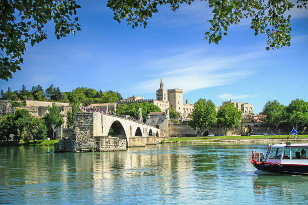 Avignon, France bridge of Avignon and The Popes Palace in Avignon ( city of Popes), France avignon france stock pictures, royalty-free photos & images