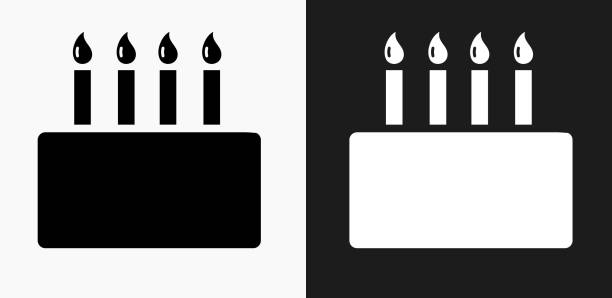黒と白のベクトルの背景の誕生日ケーキ アイコン - cake white birthday backgrounds点のイラスト素材／クリップアート素材／マンガ素材／アイコン素材