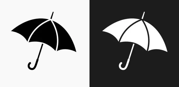 Vector illustration of Umbrella Icon on Black and White Vector Backgrounds