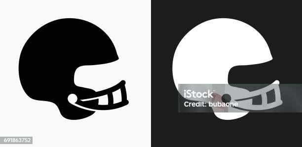 Football Helmet Icon On Black And White Vector Backgrounds Stock Illustration - Download Image Now