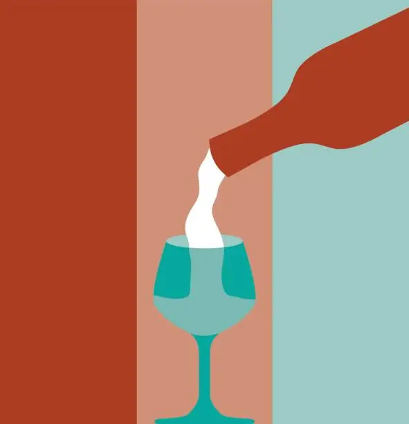 Vector illustration of Wine pouring from bottle