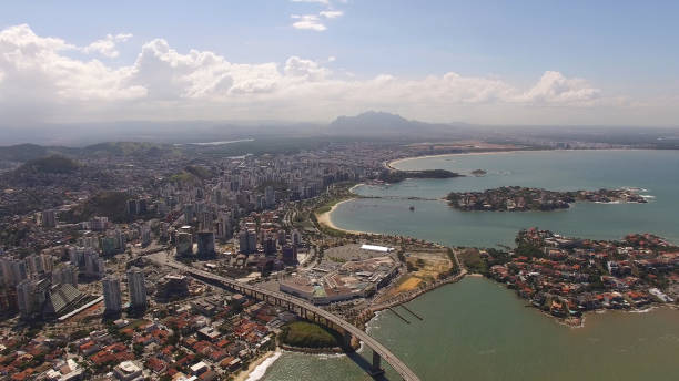 Aerial View of Vitoria city in Espirito Santo, Brazil stock photo