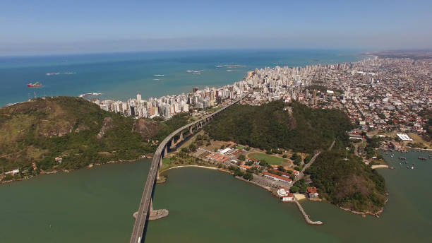 Aerial View of Vitoria city in Espirito Santo, Brazil Aerial View of Vitoria city in Espirito Santo, Brazil convento stock pictures, royalty-free photos & images