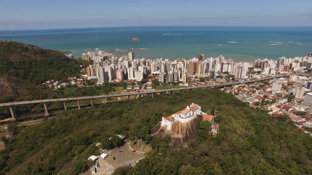 Aerial View of Vitoria city in Espirito Santo, Brazil Aerial View of Vitoria city in Espirito Santo, Brazil convento stock pictures, royalty-free photos & images