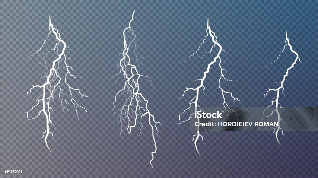 Set of lightnings. Magic and bright lighting effects Set of lightnings. Magic and bright lighting effects. Vector Illustration Lightning stock vector
