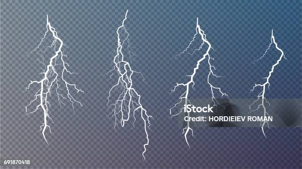 Set Of Lightnings Magic And Bright Lighting Effects Stock Illustration - Download Image Now