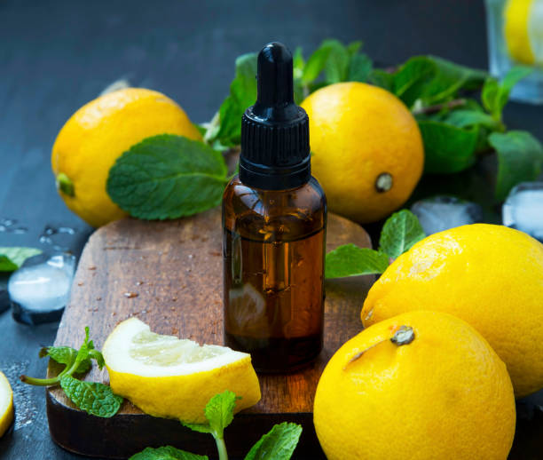 istock Fresh lemon essential oil, citrus and mint essence for aromatherapy 691871584