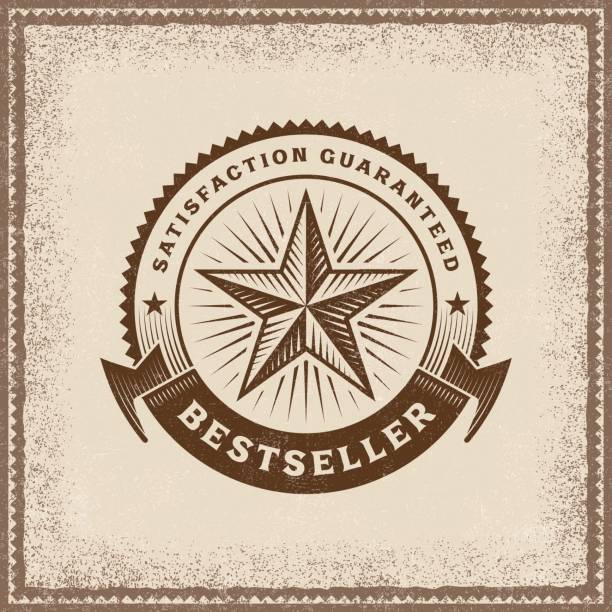 Vintage Bestseller Label Vintage Bestseller label in woodcut style. Editable EPS10 vector illustration with transparency. woodcut stock illustrations