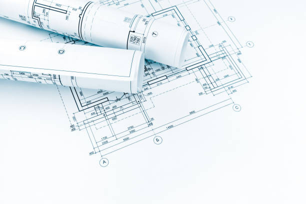 istock architect graphical blueprints and plans for house renovation 691876158