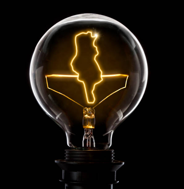 Clean and shiny lightbulb with Tunisia as a glowing wire.(series)