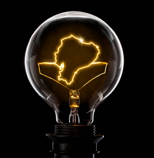 istock Lightbulb with a glowing wire in the shape of Ecuador (series) 691882492